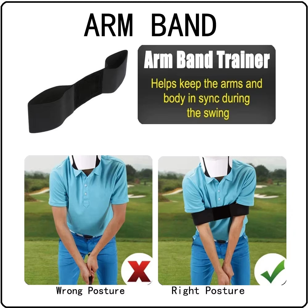 Hot Professional Elastic Golf Swing Trainer Arm Band Belt Gesture Alignment Training Aid for Practicing Guide for Youth/Adult