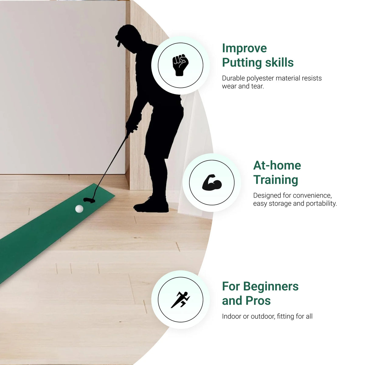 Golf Putting Mat for improving putting accuracy
