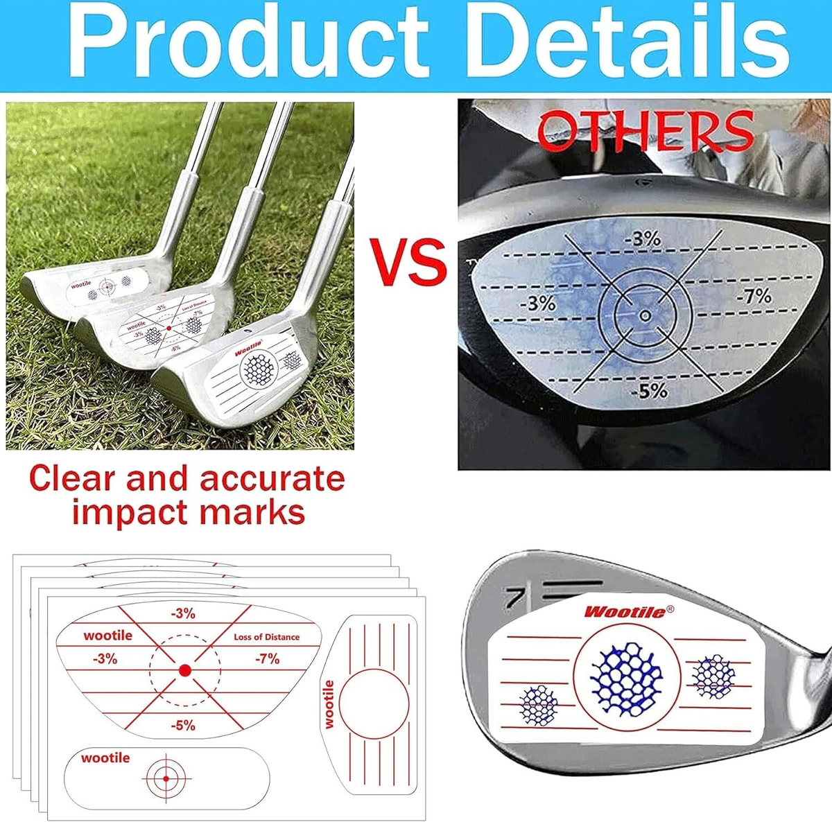 Golf Driver Impact Tape Labels 180Pcs Golf Impact Stickers Golf Clubs Labels For
